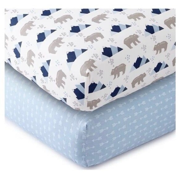 LEVTEX Baby Boy Crib Set (quilt sheets skirt play mat diaper changing mobile) BX - Picture 2 of 11